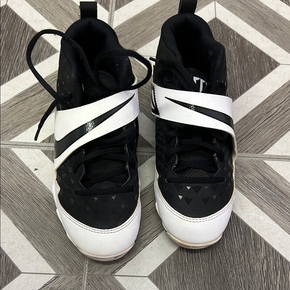 Kids Black and White Baseball Shoes